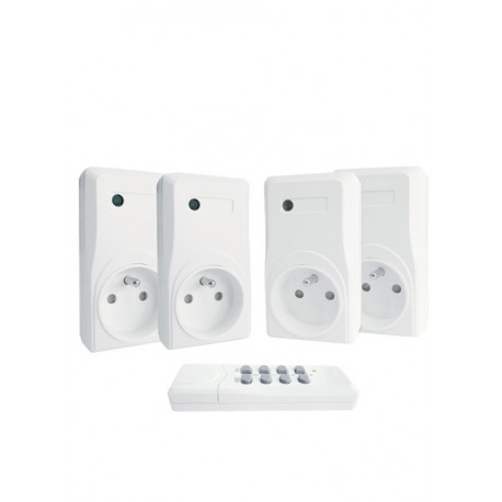 Kit de 4 prises télécommandées blanches 