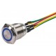   Bouton poussoir INOX 19 mm bleu NO+NC + PBP19_3      6 fils soudés + gaine thermo 
